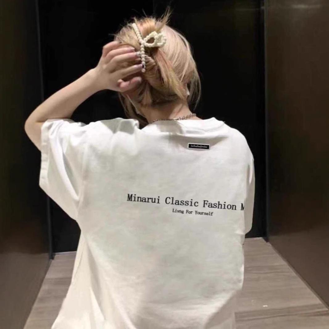 

Женская футболка большого размера из хлопка с коротким рукавом, белая, свободного кроя - летний топ в американском стиле XL (recommended for 115-130 lbs) белый