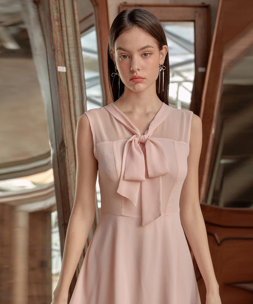Julie And Kara 24Ss Collar 93 Secret Garden Sleeveless Juno Ribbon Tie Dress Pink