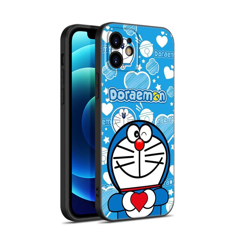 Cartoon Anime Doraemon Phone Case For Apple iPhone 12 13 Mini 11 14 15 Pro Max 7 8 Plus X XR XS SE 2020 2022 Black Silicone Case