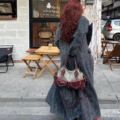 Niche Retro Color-blocking Single-shoulder Bag, Underarm Handbag, Fashionable and Trendy Crossbody Bag
