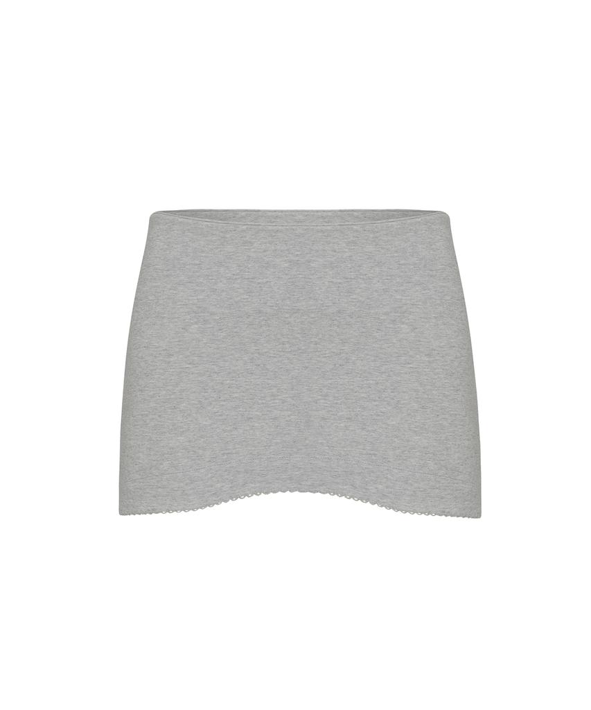 Inner Museum Curved Lace Trim Mini Skirt (Melange Grey)