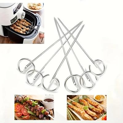 10 Stück Multifunktionale 304 Edelstahl Grillspieße Heißluftfritteuse Ofen Vertikale Backnadel Wiederverwendbares Lebensmittelgeeignetes Material