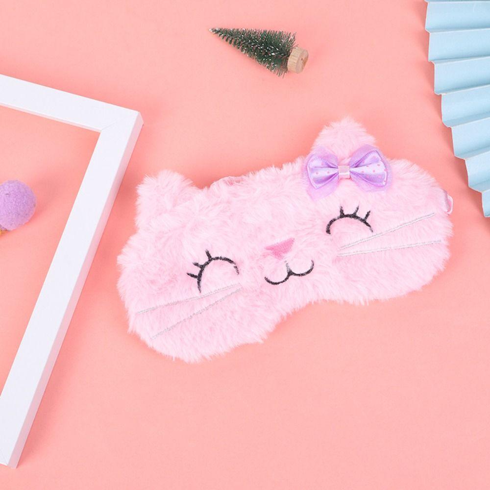 Masque de nuit en peluche douce Bloquant la lumière Couvre-yeux dessin animé Mignon Masque de nuit pour enfants Pour enfants