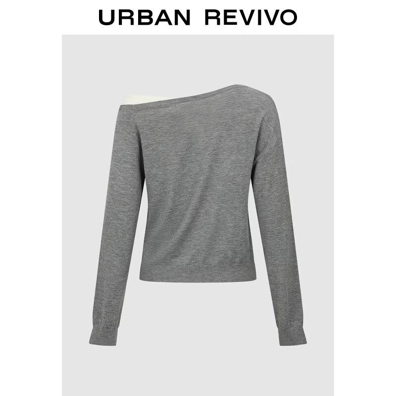 UR 2026 Spring Women's Color Block One-Shoulder Knit Top