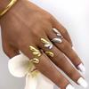 Stainless Steel Geometric Line Design Opening Rings for Women Men New Irregular Glossy Finger Rings Banquet Jewelry Accessories