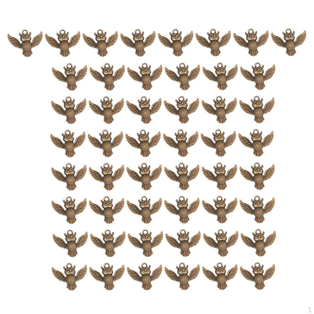 50 Pieces Antique Owl Animal Charms Alloy Pendant for DIY Earring Bracelet