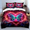 Colorful Butterfly Heart Design Bedding Duvet Cover Set Duvet Cover Pillowcases (1 * Duvet Cover 2 * Pillowcases, Without Duvet Insert)