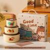 Cartoon Sloth Pet Ceramic Fresh-keeping Bowl Set