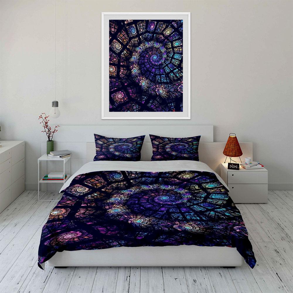 Stained Glass Spiral Pattern. Bedding Sets Duvet Cover Sets Duvet Covers Pillowcases(1 * Duvet Cover 2 * Pillowcases Without Duvet Insert)