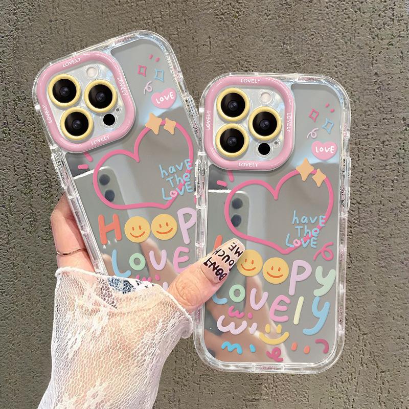 For Apple 17 Mobile Phone Case for IPhone16 Promax English Lines 14 Hearts 13 Mirror 12/15 Advanced