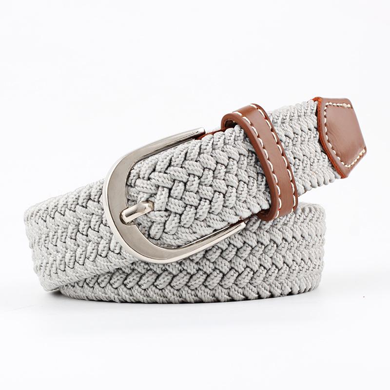 Unisex Youth Elastic Woven Canvas Leather Belt