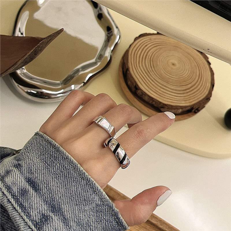 Black Oil Drop Zebra Ring S Personality Open Ring Ring