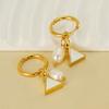 European & American High-End 18K Titanium Steel Natural Pearl Earrings - Women's Luxury Fashion Jewelry