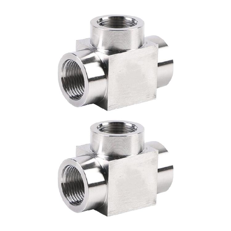 

2Pcs High Pressure Pipe Fitting Adapter Replacement Heavy Duty Tees Fitting Stainless Steel T Joint Connector Enduring Inner wire tee NPT3