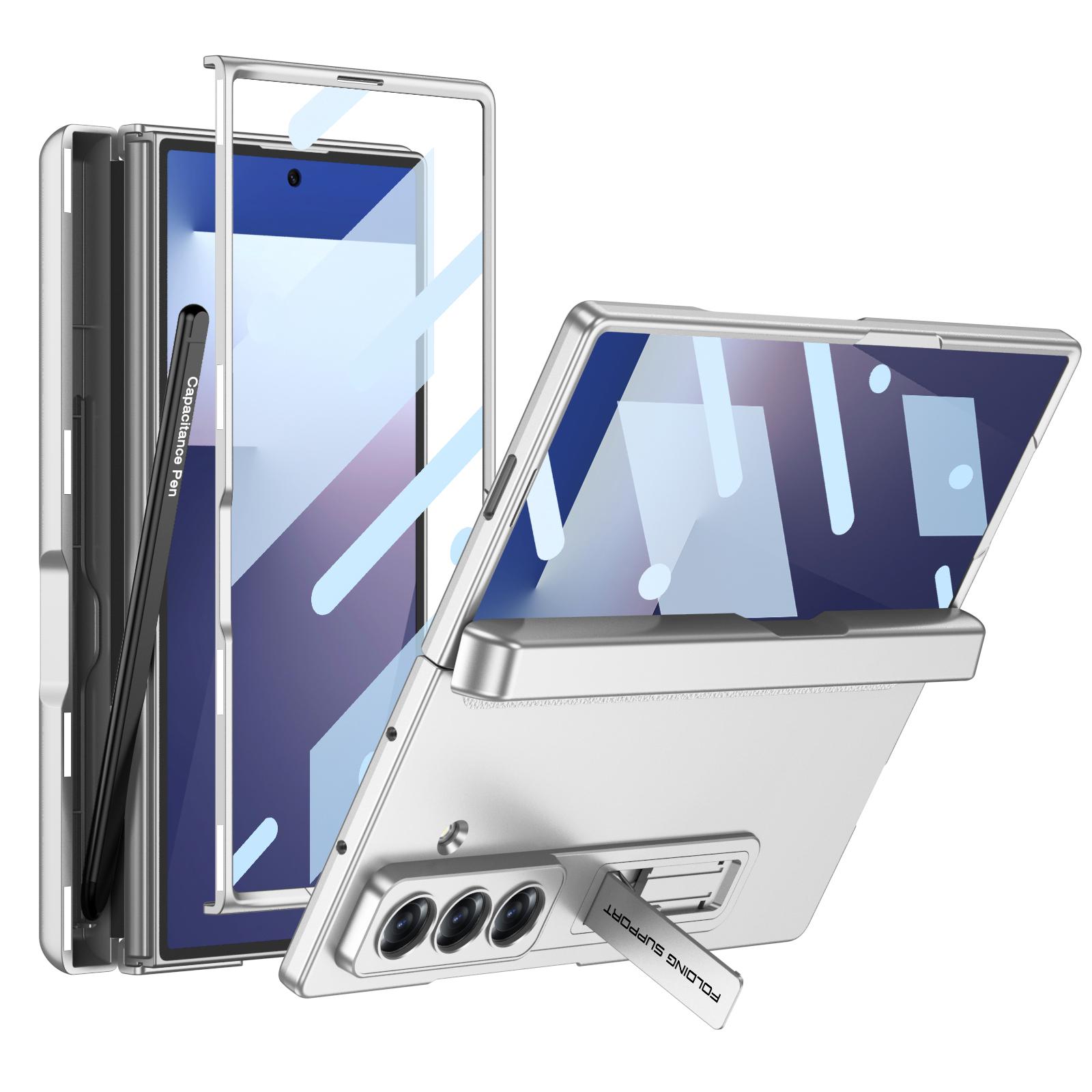 

Магнітна петля 360 Захисний чохол для Samsung Galaxy Z Fold 7 6 5 Тримач для стилуса Скляний захист екрану Підставка Чохол для Galaxy Z Fold7 With Capacitive Pen&Galaxy Z Fold6 срібний
