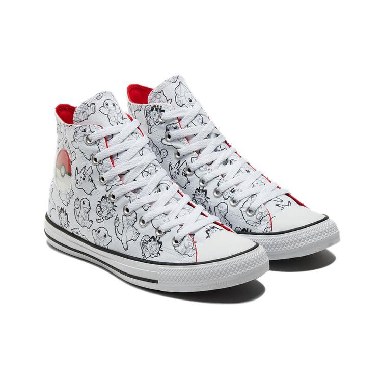 Pokemon x Converse Chuck Taylor All Star High Poke Ball Unisex Sneaker Weiß Schwarz University-Rot A01651C