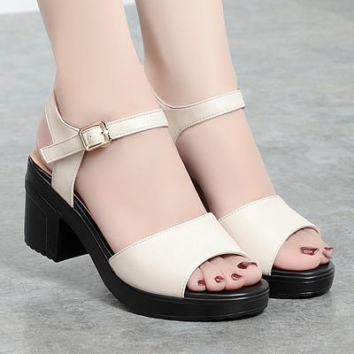 Móda Móda Elegantní Ženy Léto Sandály na silném podpatku Béžová Nízká hmotnost Pohodlné Peep Špička Vysoký podpatek Běžné Pevné boty