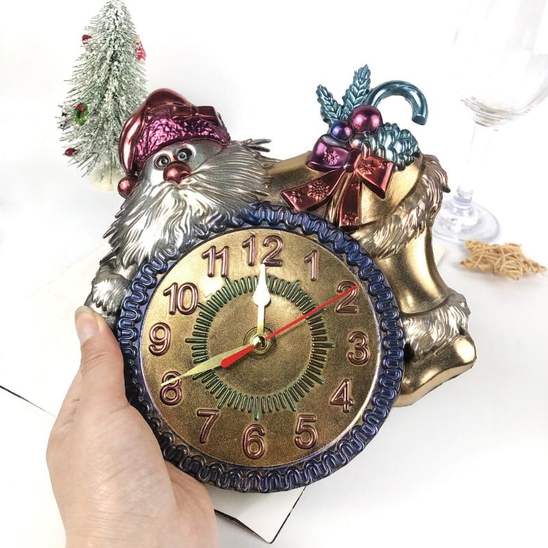 Santa Clocks Silicone Mold Flexible Clock Epoxy Resin Mold DIY Christmas Crafts Home Decoration Mold for DIY Wall Decor
