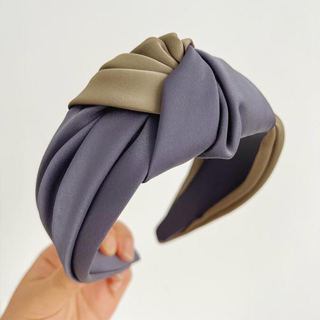 PROLY Ny Mode Dam Pannband Över Sidan Bred Sida Hårband Mittknut Patchwork Huvudbonad Höst Håraccessoarer