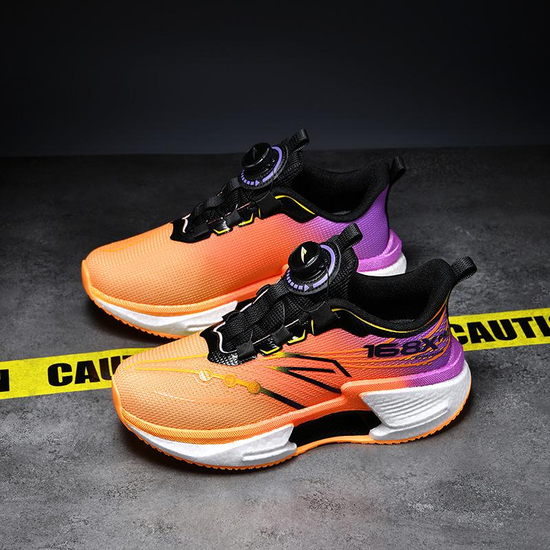 

Primary and secondary school students carbon board running shoes hollow shock absorption mesh breathable running shoes rotating mouth children s spor 44