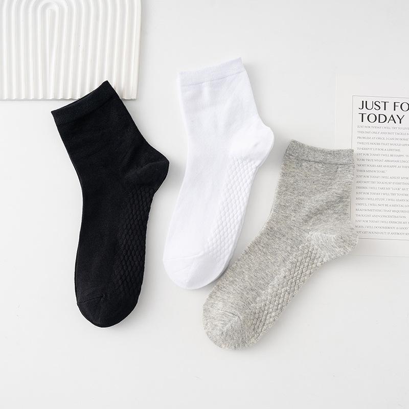 6 Pairs Of Boxed Cotton Socks, Men'S Casual Mid-Tube Socks, Antibacterial And Deodorant Solid Color Massage Bottom Stockings