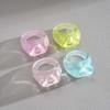 4Pcs/Set Korean Colorful Resin Oval Rings Set For Women Fashion Geometric Finger Rings Aesthetic Jewelry Accessories