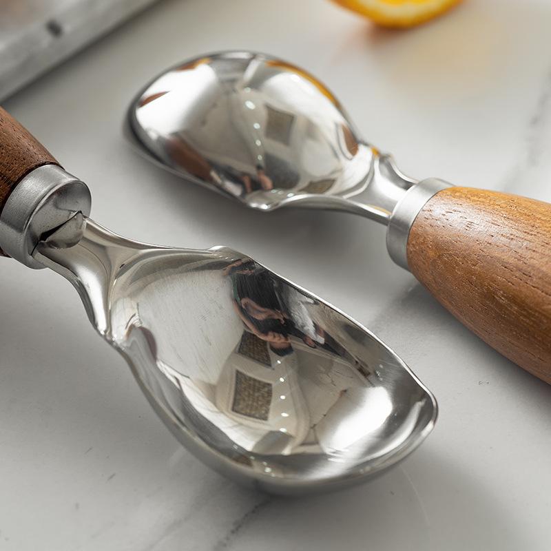 Stainless Steel Non-stick Ice Cream Spoons with Wood Handled Spade Ice Cream Digging Spoon Fruit Ball Making Tool