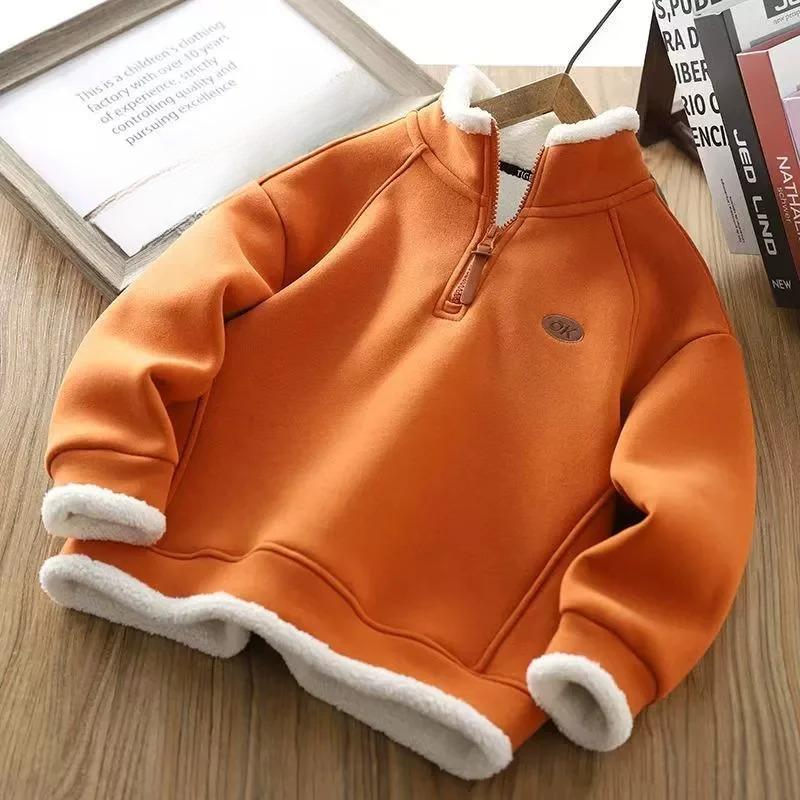 Sudadera de Lana de Cordero para Niños de Invierno Pulóver de Forro Polar para Niños Suéter Grueso y Cálido para Niñas Ropa Casual de Manga Larga para Niños de Otoño