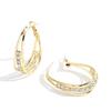 New trendy light luxury high-end metal ring earrings women's silver needle super flash crystal ear jewelry