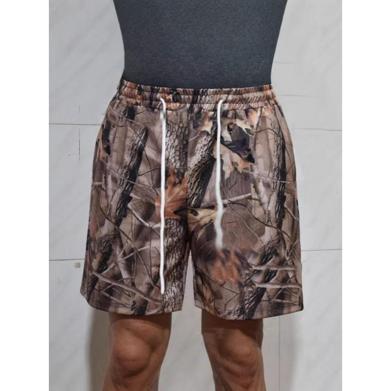 Spring and Summer Women's Loose Casual Drawstring Shorts Branch Printed Camouflage