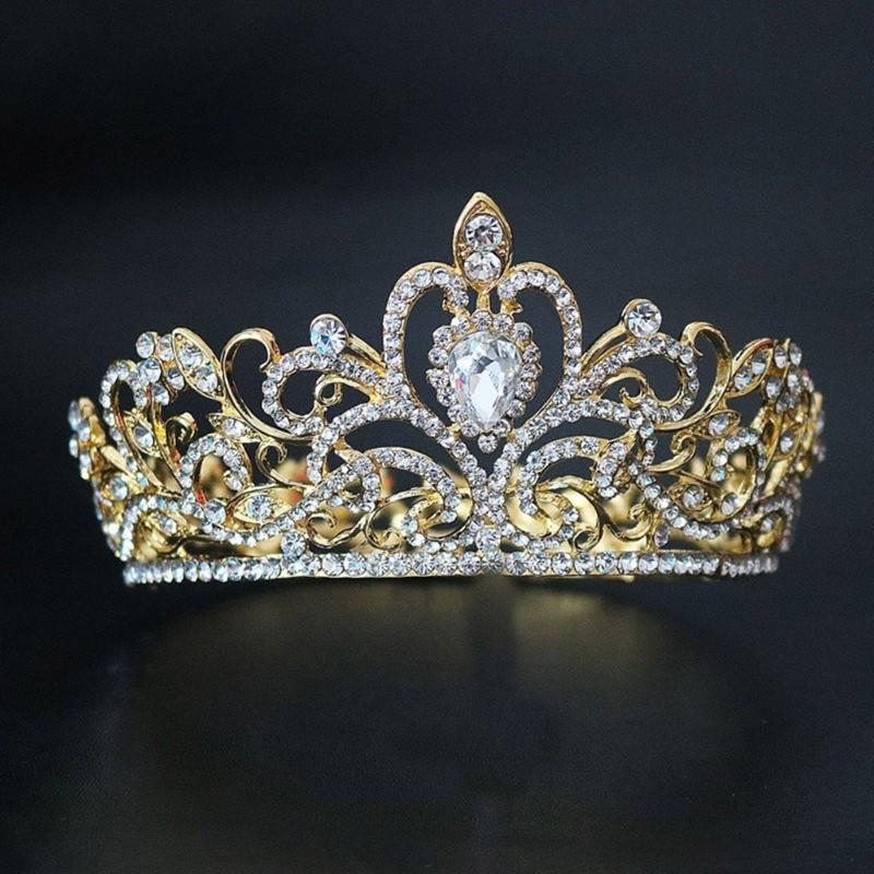 Wedding Crown Tiaras Round Crown Bridal Crown Metal Tiaras Princess Crown for Party Halloween Proms Birthday Banquets