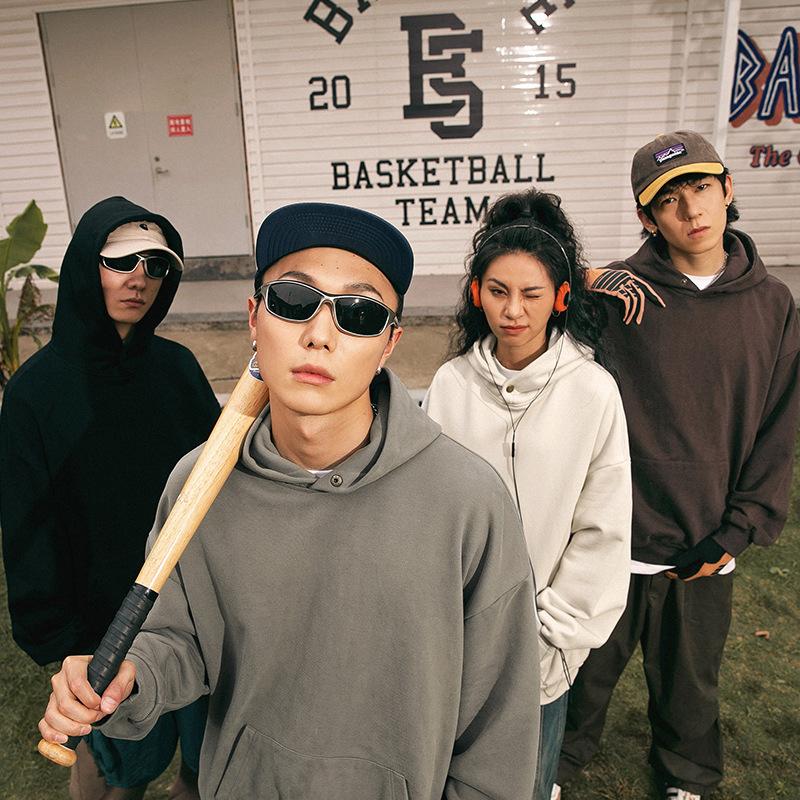 American Style Men's Vintage Hoodie Loose Casual Spring Autumn Solid Sweatshirt