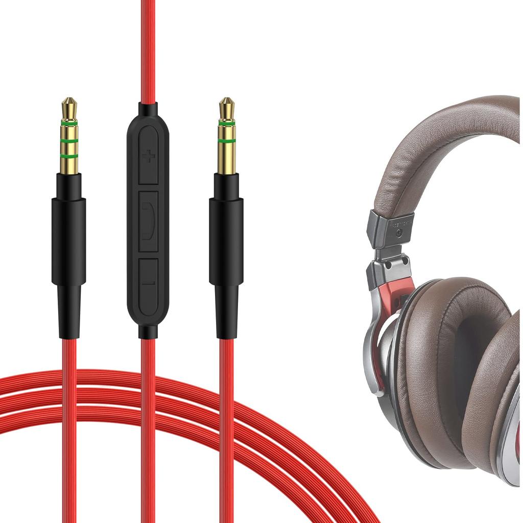 Geekria Compatible Audio Cord for Audio-Technica ATH-MSR7, ATH-M20xBT, ATH-M50xBT2, and Denon AH-MM300 Headphones, 3.5mm Compatible, with In-Line Mic
