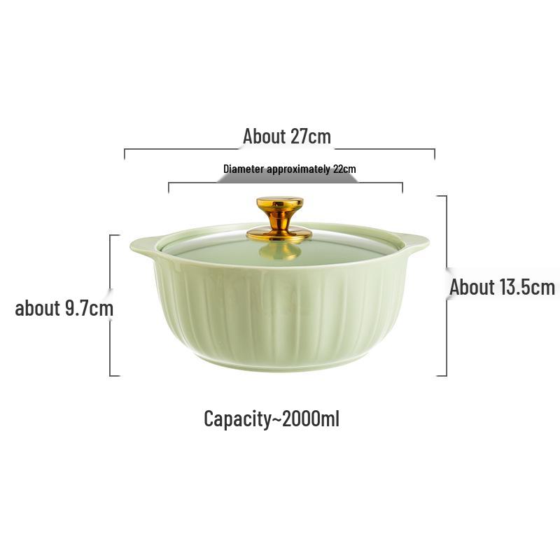 Ceramic Double-Handled Large Soup Bowl with Lid - High-End Design, Ideal for Home Use, Sauerkraut Fish, and Commercial Soups.