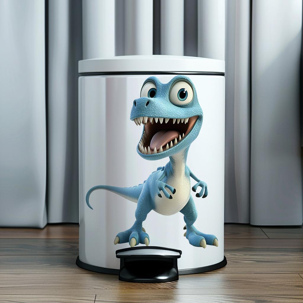 Cartoon Blue T-Rex Wall Stickers, Dinosaur Theme Removable Self-Adhesive for Kids Room & Living Room Decor