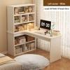 Compact Corner Computer Desk with Integrated Bookshelf & Vanity for Bedroom or Home Office