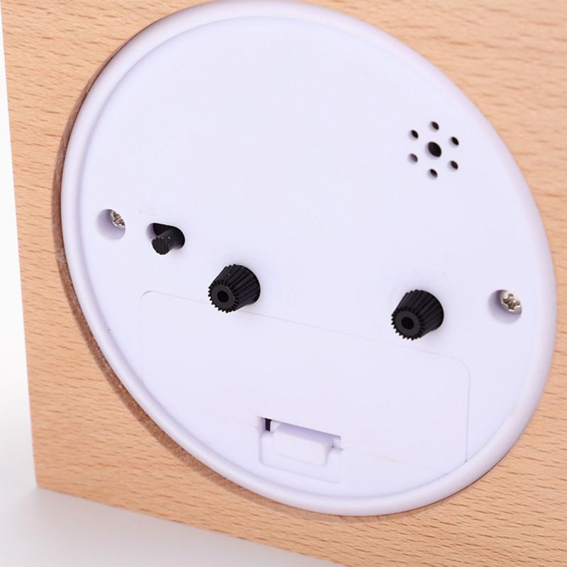 Simple Beech Wood Clock Night Light Timer Reminder Square Wooden Alarm Clock Home Decor for Classroom Office Library