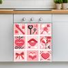 Creative Red Lips Bow Nine Square Kitchen Cabinets Background Beautification Decoration Stickers