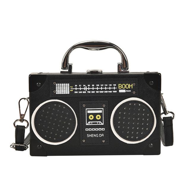 Fun Creative Radio Shape Women Handbag Fun Retro Individual Crossbody Bag Vintage Shoulder Bag Unique Small Box Messenger Bag