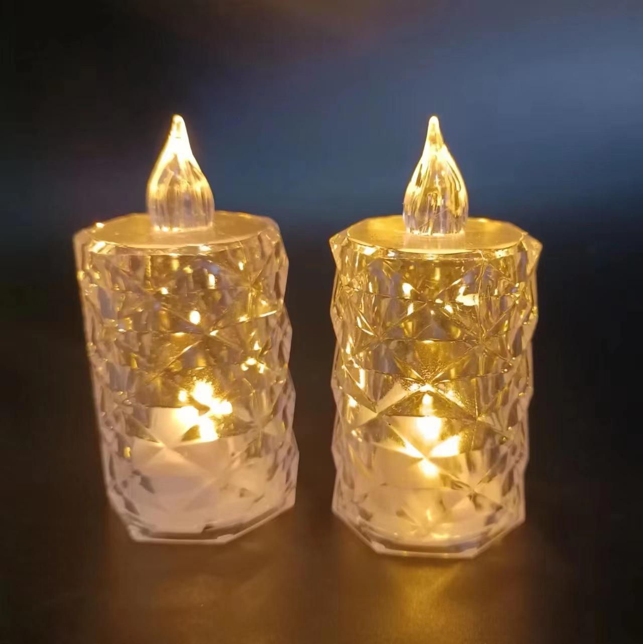 

Хрустальные свечи светодиодные прозрачные беспламенные фонарики на батарейках ночники для свадьбы, дня рождения, Рождества, Хэллоуина, декора 6-Pack