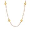 Vintage-Inspired Noble 'Fu' Pendant Freshwater Pearl Necklace - Personalized Jewelry In 18K Gold-Plated Titanium Steel
