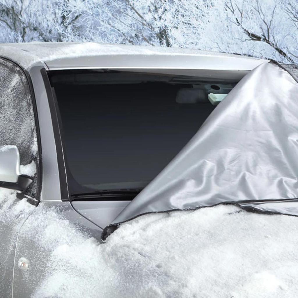 Magnetic Car Windshield Snow Cover Coated Silver Cloth Waterproof Snow Protection Foldable Shade Guard Winter Car Cover