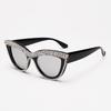 Vintage Diamond Cat Eye Sunglasses Women Rhinestone Decor Trendy Streetwear Shades Sun Glasses Eyewear