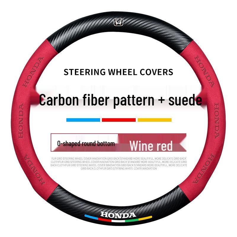 Compatible Suede Steering Wheel Cover for Honda: Accord, Civic, XRV, Spirior, Avancier, Odyssey - Anti-Slip Design.