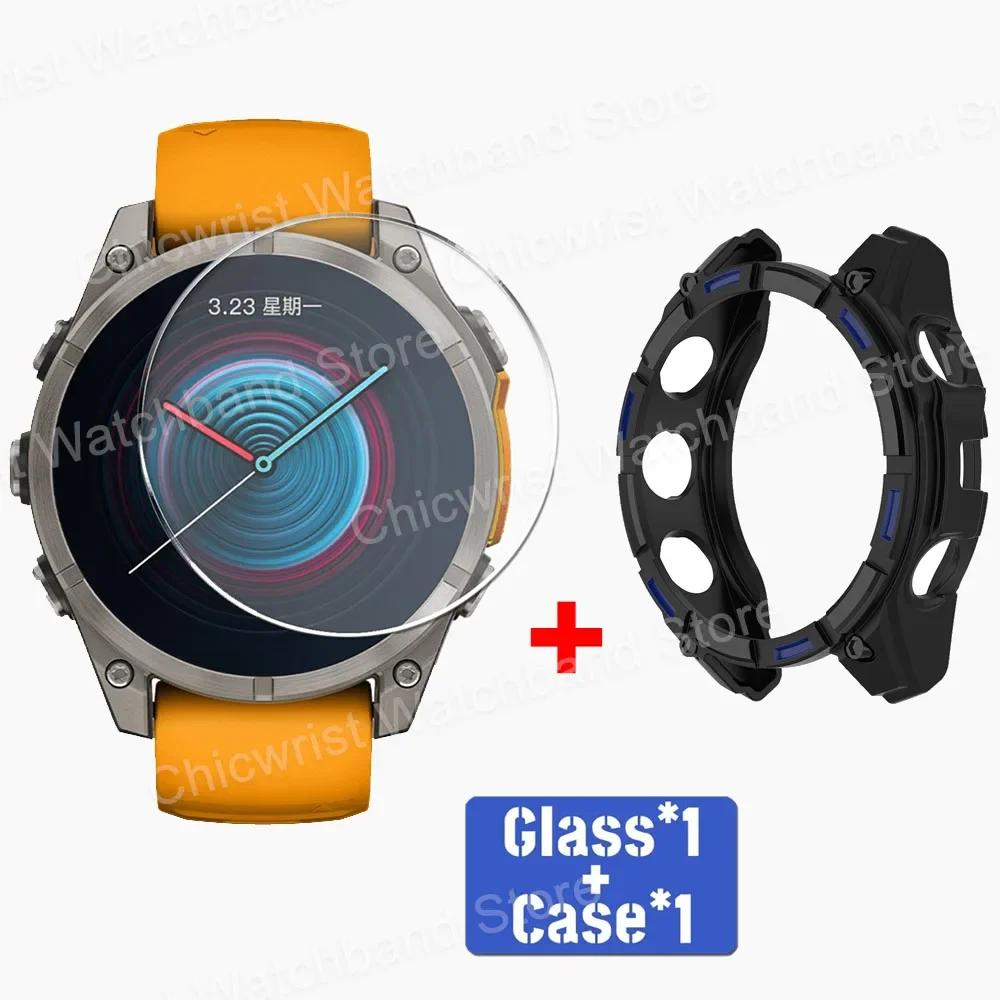TPU Case+Tempered Glass For Garmin Fenix 8 51mm 43mm 47mm Screen Protector Silicone Anti-scratch Bumper for Fenix 8 Accessories
