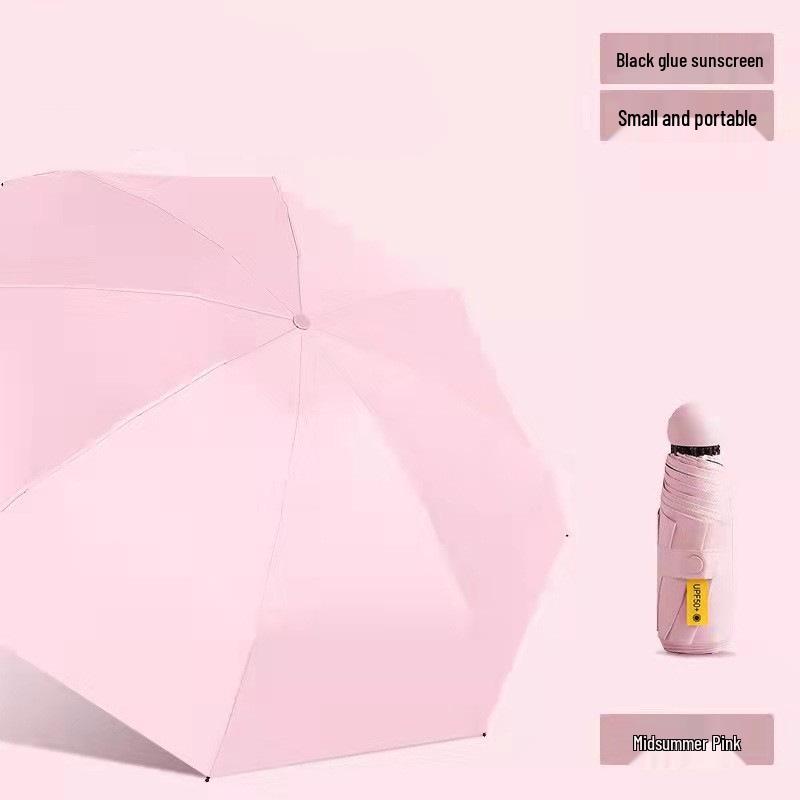 UV Protective Black Folding Sun Umbrella - Anti-Ultraviolet Women's Sunshade with Custom Logo