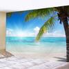 Seaside Coconut Tree Landscape Tapestry Nature Sea Art Ocean Beach 3D Print Wall Hanging Home Living Room Background Cloth Decor