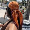 Šilkinė skara, atlasinė kvadratinė skara moterims, gėlėta kaklaskarėle, moteriška nauja galvos juosta, plaukų juosta Spausdinti Foulard Hijab Apvyniojimai Bandana