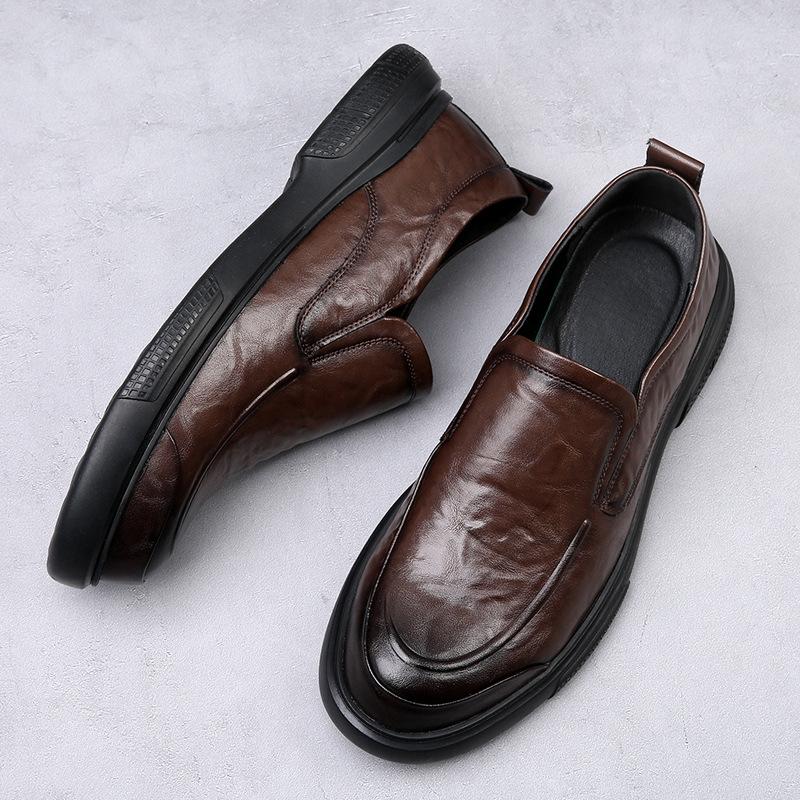 Mens Penny Loafers Leather Shoes Genuine Leather Elegant Wedding Party Casual Dress Shoes Brown Black Shoes for Men