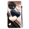Handmade PU Leather Flip Case for Tecno Camon 30S / Camon 30S Pro Anti-Slip Shockproof Cover with Wrist Strap & Heart/Rose Cat Designs